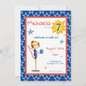 Cute blue geïllustreerd rhythmisch gymnastiekmeisj kaart (Voorkant)