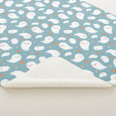 Cute Blue Ghost en Pumpkin Sherpa Blanket Deken (3/4)