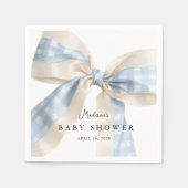 Cute Blue Gingham Checks Bow Baby Shower Servet (Voorkant)