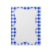 Cute Blue Gingham, geborduurd Notitieblok (Linkerzijde)