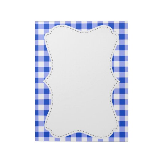 Cute Blue Gingham, geborduurd Notitieblok (Linkerzijde)
