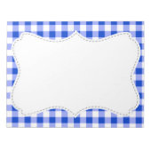 Cute Blue Gingham, geborduurd Notitieblok (Voorkant)