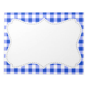 Cute Blue Gingham, geborduurd Notitieblok