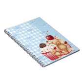 Cute Blue Gingham Teddy Bear & Ribbon Notitieboek (Rechterzijde)
