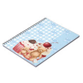 Cute Blue Gingham Teddy Bear & Ribbon Notitieboek (Linkerzijde)
