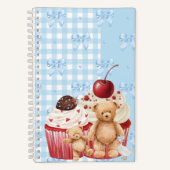 Cute Blue Gingham Teddy Bear & Ribbon  Notitieboek (Voorkant)