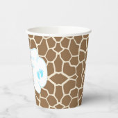 Cute Blue Giraffe Baby shower Papieren Bekers (Links)