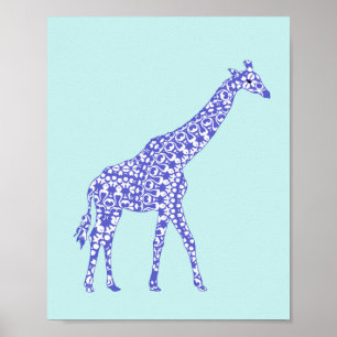 Cute Blue Giraffe Kinder Poster