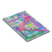 Cute Blue Girly Fun Flowers any Name Collage Notitieboek (Rechterzijde)