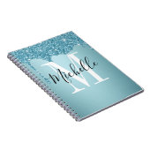 Cute blue glitter monogram Notitieboek (Rechterzijde)