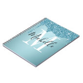 Cute blue glitter monogram Notitieboek (Linkerzijde)