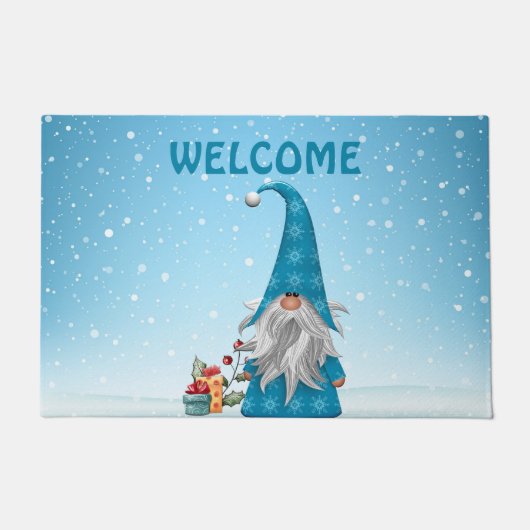 Cute Blue Gnome-kerstdecor Deurmat (Voorkant)