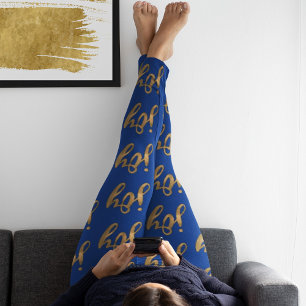 Cute Blue & Gold Joy Typography Kerstmis Leggings