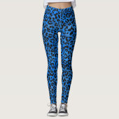 Cute Blue/Gold Leopard Print Leggings (Voorkant)