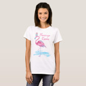 Cute Blue Gold Pineapple Crown Queen Pink Flamingo T-shirt (Voorkant volledig)