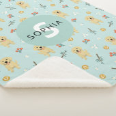 Cute Blue Golden Retriever Dog Monogram Kinder Sherpa Deken (3/4)