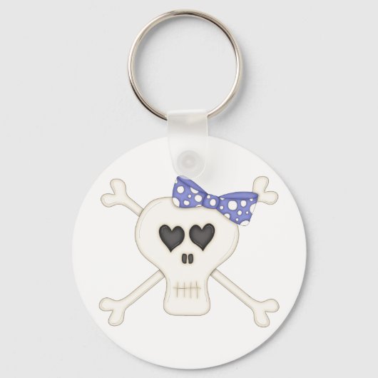 Cute Blue Gothic Crossbones Sleutelhanger (Voorkant)