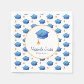 Cute Blue Graduation Cap Personalized Afstuderen Servet (Voorkant)