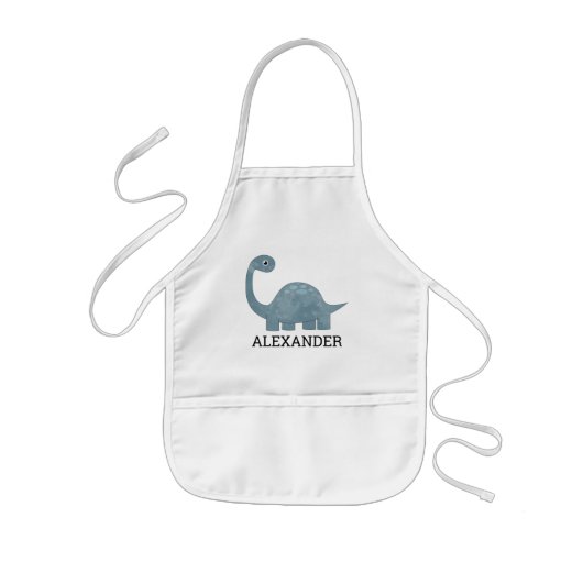 Cute Blue Gray Dinosaur Personalized Kinder Schort (Voorkant)