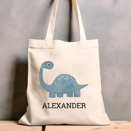 Cute Blue Gray Dinosaur Persoonlijke Canvas tas