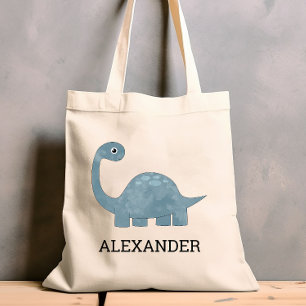 Cute Blue Gray Dinosaur Persoonlijke Canvas tas