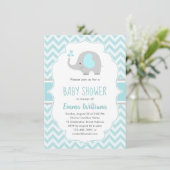 Cute Blue Gray Elephant Boy Baby shower Kaart (Staand voorkant)