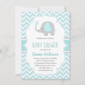 Cute Blue Gray Elephant Boy Baby shower Kaart (Voorkant)