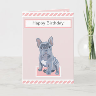 Cute Blue Gray French Bulldog Puppy Kaart
