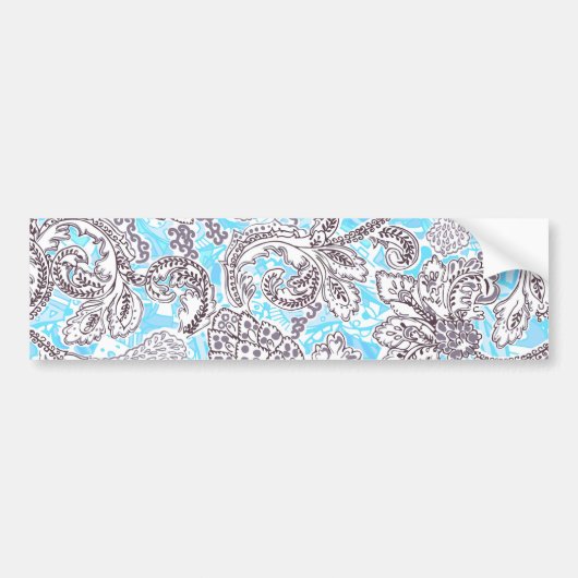 Cute blue gray klassieke floral bumpersticker (Voorkant)