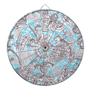 Cute blue gray klassieke floral dartbord