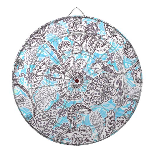 Cute blue gray klassieke floral dartbord (Voorkant)