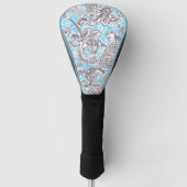 Cute blue gray klassieke floral golfheadcover (Voorkant)