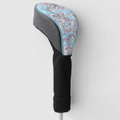 Cute blue gray klassieke floral golfheadcover (Schuin)