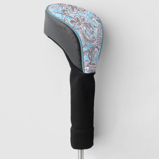 Cute blue gray klassieke floral golfheadcover (Schuin)