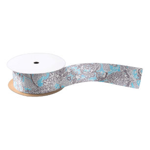 Cute blue gray klassieke floral satijnen lint