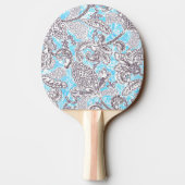 Cute blue gray klassieke floral tafeltennisbatje (Achterkant)