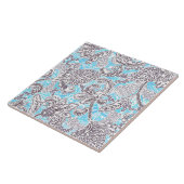 Cute blue gray klassieke floral tegeltje (Zijkant)