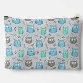 Cute Blue Gray Owl Pattern Monogram Etui (Achterkant)