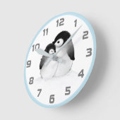 Cute Blue Gray Penguins Wall klok (Hoek)