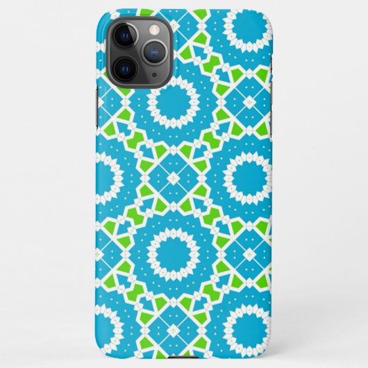 Cute Blue Green and White Mosaic Geometric Pattern iPhone Hoesje (Achterkant)