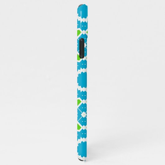 Cute Blue Green and White Mosaic Geometric Pattern iPhone Hoesje (Rechterkant)