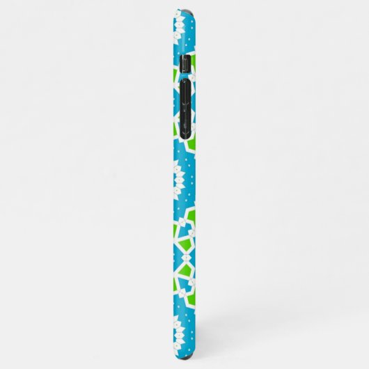 Cute Blue Green and White Mosaic Geometric Pattern iPhone Hoesje (Linkerkant)