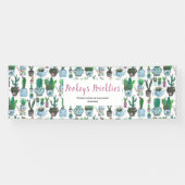 Cute blue & green cactus & succulent pottenpatroon spandoek (Horizontaal)