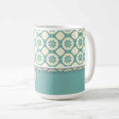 Cute Blue-Green & Cream Floral Koffiemok (Voorkant rechts)