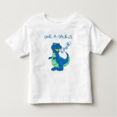 Cute Blue Green Dinosaur First Birthday Kinder Shirts (Voorkant)