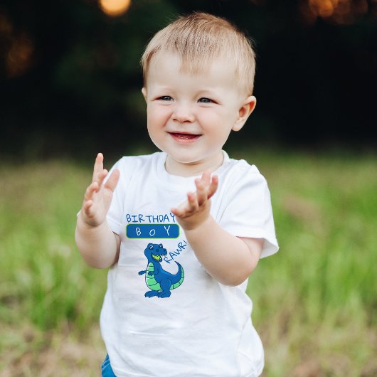 Cute Blue Green Dinosaur First Birthday Kinder Shirts