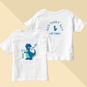 Cute Blue Green Dinosaur First Birthday Kinder Shirts