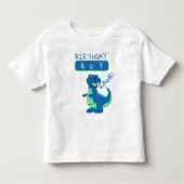 Cute Blue Green Dinosaur First Birthday Kinder Shirts (Voorkant)