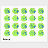Cute Blue Green Dinosaur Thmed Birthday Party Ronde Sticker (Vel)