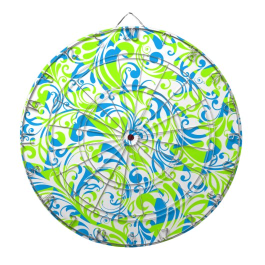Cute blue green gemengde florale patronen dartbord (Voorkant)